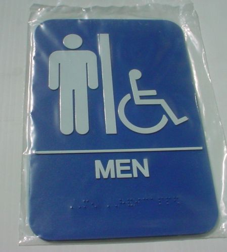 ADA Bathroom Sign &#034;MEN&#034;  Accessible w/ raised pictograms, Braille New 9&#034; x 6&#034;