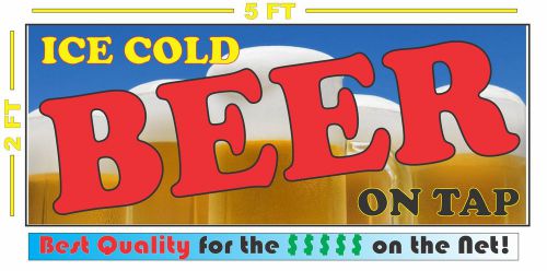 ICE COLD BEER ON TAP All Weather Full Color Banner Sign 4 Bar Road House Hall