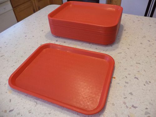 10 CLEAN CARLISLE CAFETERIA TRAYS 14X11 RED SALAD BAR BUFFET