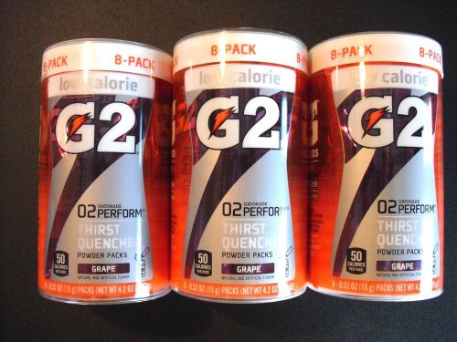 Lot of 3 gatorade g2 single serve powder grape 0.52 fl oz 8 packs=24 single pks. for sale