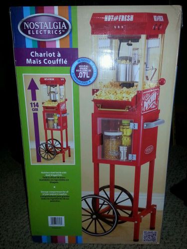 Nostalgia Electrics Popcorn Cart Machine Popper Maker Vintage Red Stand Movie