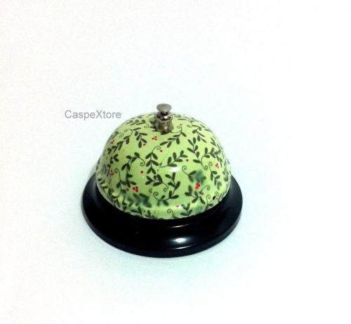 Metal Floral Green Reception Bell Desk Counter Ringer Style Service Bell Flowers