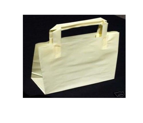 250 pcs thick plastic ivory vogue frosty retail shopping bags with handle for sale