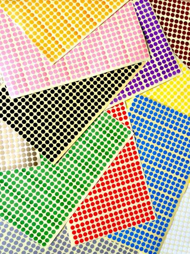 952 x 6mm Coloured Dot Stickers Round Sticky Adhesive Spot Circles Paper Labels