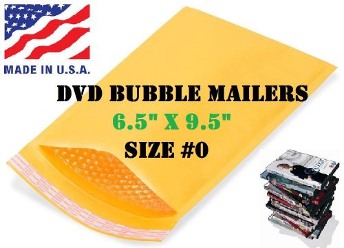 250 #0 DVD CD 6.5&#034;x9.5&#034; Self-Sealing Gold Kraft Bubble Mailers Envelopes
