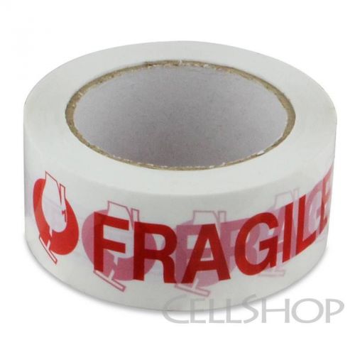 X1 ROLL CASE WHITE RED FRAGILE MARKING HANDLE W/ CARE PACKING SEALING TAPE 330FT