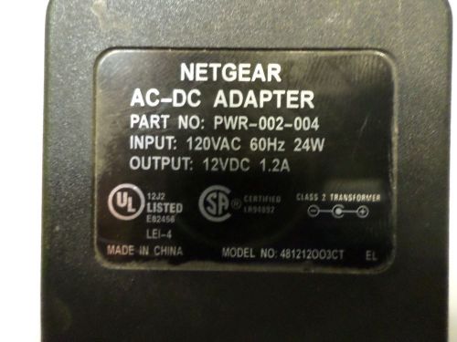 NETGEAR PWR-002-004 AC-DC POWER ADAPTER~~OUTPUT: 12V 1.2A~~INPUT:  120V 24W