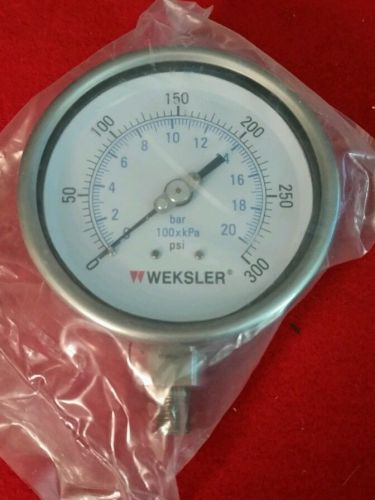Weksler 300 psi pressure guage brand new 4 inch diameter 1/4 inch thread for sale