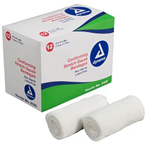 Dynarex Stretch Gauze Bandage Roll, 3&#034;, 96/CS, 3103