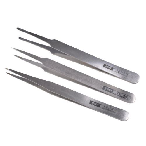 Precision steel tweezers 3-piece set ts-12 ts-13 ts-14 for sale