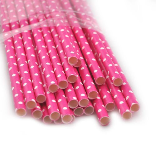 CA 25 x STRIPED PAPER DRINKING STRAWS-RAINBOW FOR Small white  dot Rose Party
