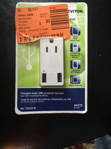 Leviton R02-T5630-00W Leviton USB Charging Outlet-2.1A WHT 2 USB/OUTLET