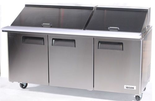 Bison stainless 72&#034; (3) door  salad prep table bst-72-18 pan !! for sale