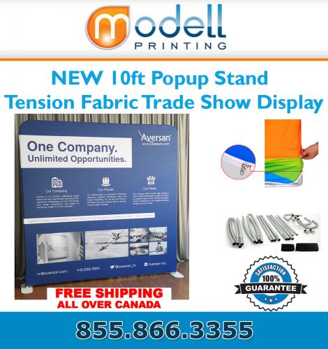 New 10ft popup stand tension fabric trade show display booth with free shipping for sale