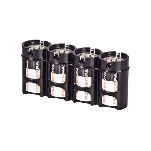 NEW Storacell Powerpax C Battery Caddy, Black, 4-Pack
