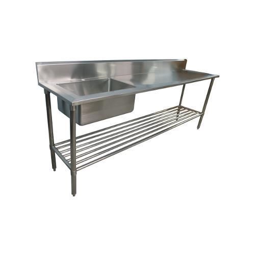 2400 x 600mm new commercial single bowl kitchen sink #304 stainless steel bench for sale