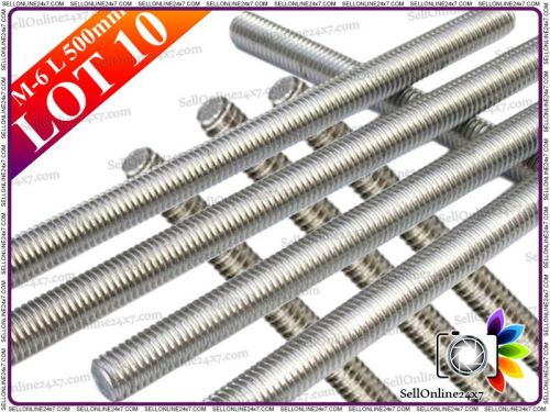 A2 stainless steel full threaded steel rod / bar / studding m 6 -  lot of 10 for sale