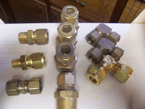 LOT OF 10 NEW  BRASS   1/2&#034; TUBE  FITTINGS