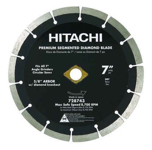 Hitachi 728743 7-inch dry cut segmented rim diamond saw blade for concrete an... for sale