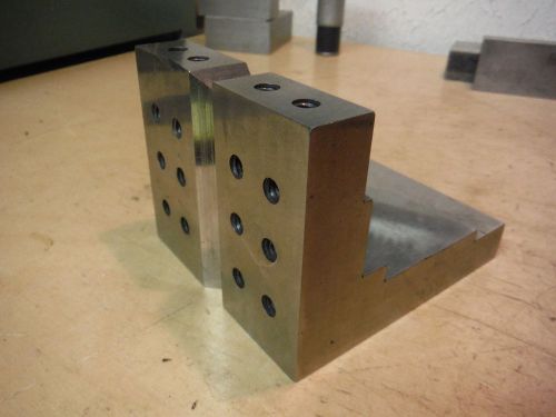 MACHINED STEEL STEP ANGLE PLATE WITH V GROOVE MACHINIST TOOLING JIG FIXTURE