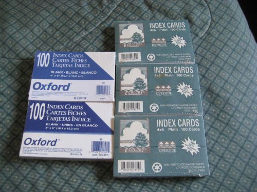 Oxford &amp; Ecology Plain Index Cards 100 each / 5 New packages