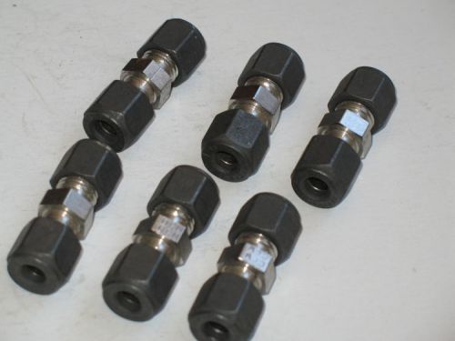 Set of 6 parker stainless steel ss tubing fitting 1/4&#034; x 1/4&#034; tube union for sale