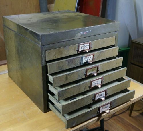 Vintage Yawman &amp; Erbe 6 drawer file cabinet heavy metal flat file  DEEP / WIDE