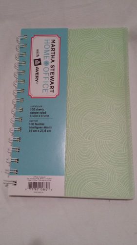 Martha Stewart Home Office Notebook 100 Sheets 5 1/2&#034; x 8 1/2&#034; Green