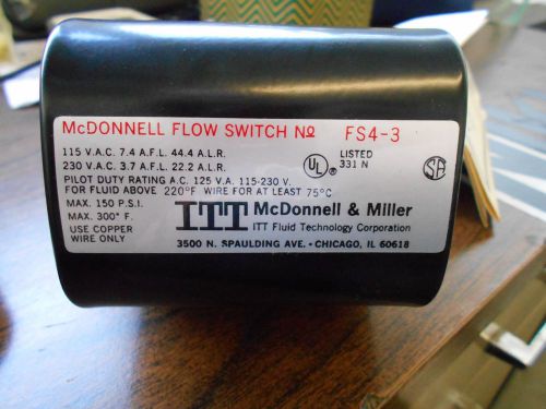 NEW ITT MCDONNELL &amp; MILLER FS4-3 FLOW SWITCH 114400