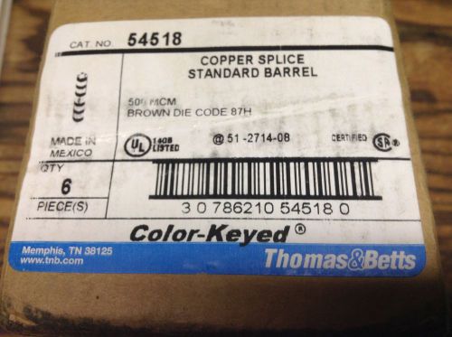 Thomas &amp; betts copper butt splice standard barrel 500mcm for sale