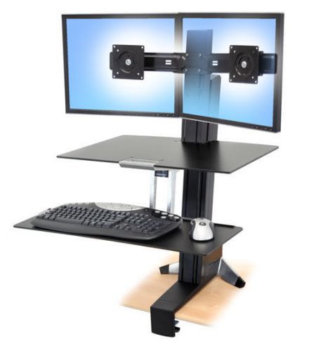 WorkFit-S, Dual Monitor with Worksurface+ 33-349-200