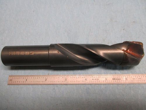 1pc new 1 1/8 dia ptd hss usa made screw machine length drill bit 1&#034; dia shank for sale