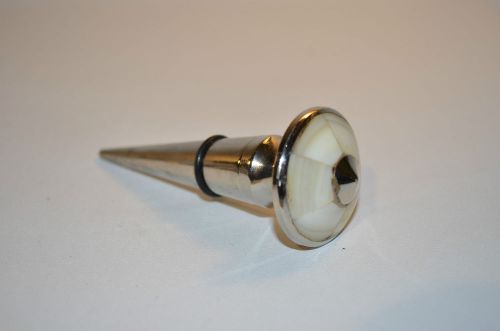 Rare Stainless Steel and Marble White Wine Bottle Stopper