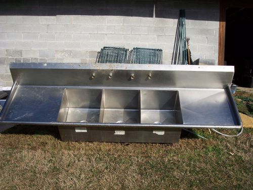large 3 bay stainless steel commercial sink