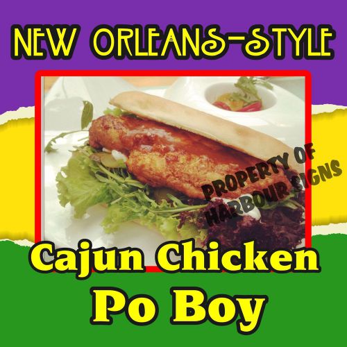 Cajun Chicken Po Boy Decal 14&#034; Food Truck Concession Restaurant Menu Sticker