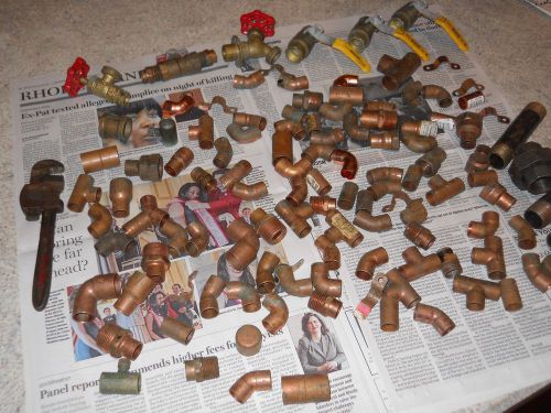 Lot of over 100 1/2 copper  fittings with some brass 3/4&#034; for sale