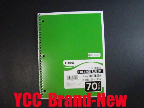 Mead Spiral Notebook,1subject,70sheets,college ruled,green cover,10.5x8in,1pk