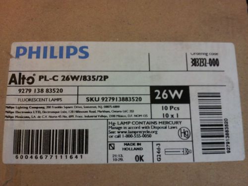 (10) Philips ALTO 2 Pin Compact Flourescent Lamp PL-C 26W/835/2P