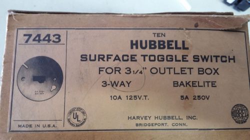 HUBBELL 7443 VINTAGE VERY OLD NEW IN BOX 3W SWITCH 3 1/4 OCT COVER SEE PICS #A36