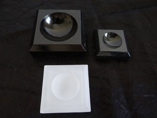 3 Acrylic Dimple Block Square Displays - 2 Black 1 Frosted - 1.25&#034; 1.5&#034;and 2&#034;