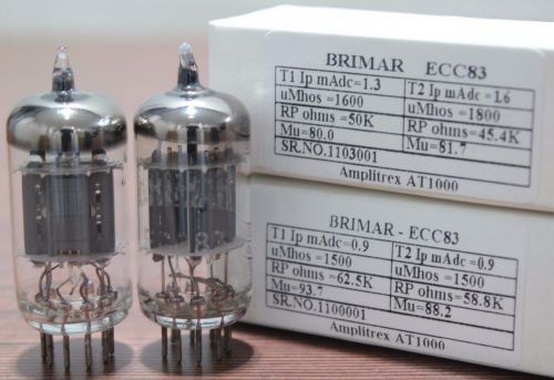 2PCS. ECC83 12AX7  Brimar Amplitex AT1000 Tested #1100001&amp;1103001