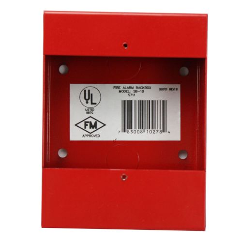 Fire lite alarms sb-10 red fire alarm bg-12 series metal surface mount back box for sale