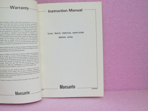 Monsanto Manual 6110A Dual-Trace Vertical Amplifier Instruction Man. w/Schem.