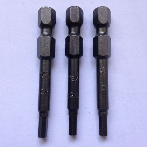 Apex AM-3mm , 1/4 Hex Power Bit , 3mm x 1 15/16 in. , Lot 0f 3 pieces USA