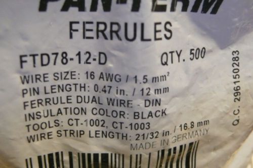 PANDUIT FERRULES FTD78-12-D  QTY 500