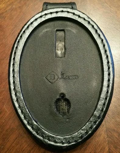 Aker leather a691-tp black plain recessed shield badge holder for sale