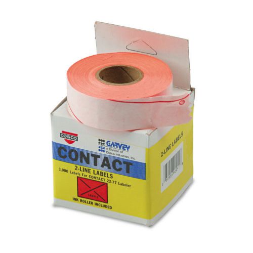 Two-Line Pricemarker Labels, 5/8 x 13/16, Fluor. Red, 1000/Roll, 3 Rolls/Box
