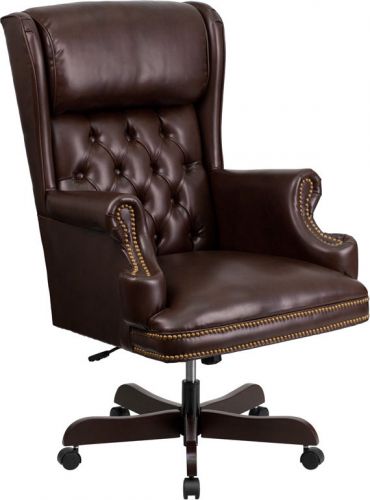 High Back Traditional Brown Leather Executive Office Chair (MF-CI-J600-BRN-GG)