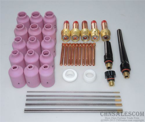 45 pcs tig welding torch gas lens kit wp-17 wp-18 wp-26 wl15 lanthanate tungsten for sale
