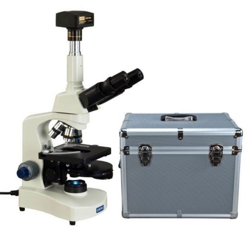 Omax 40-2500x phase contrast trinocular led microscope+14mp camera+aluminum case for sale